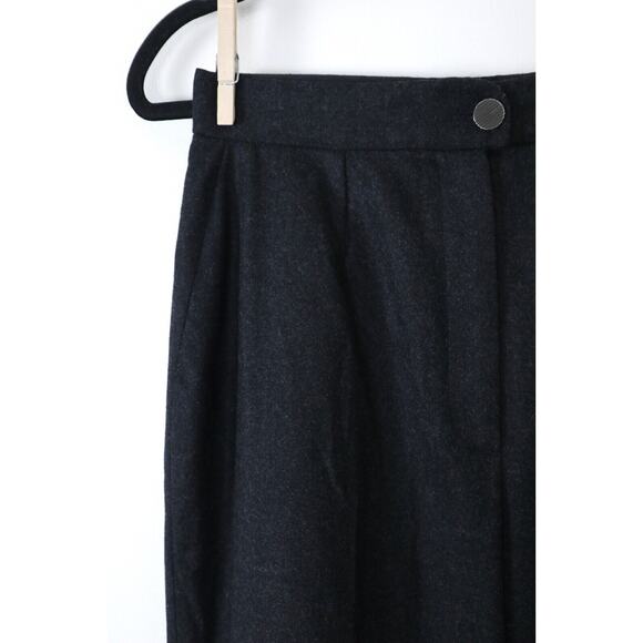 Vintage 1990s Chanel High Waisted Flat Front Wool Trousers Charcoal Gray - Picture 5 of 11